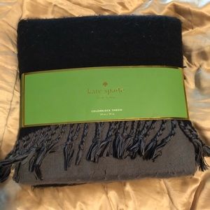 Kate Spade Colorblock Throw Blanket Black & Gray